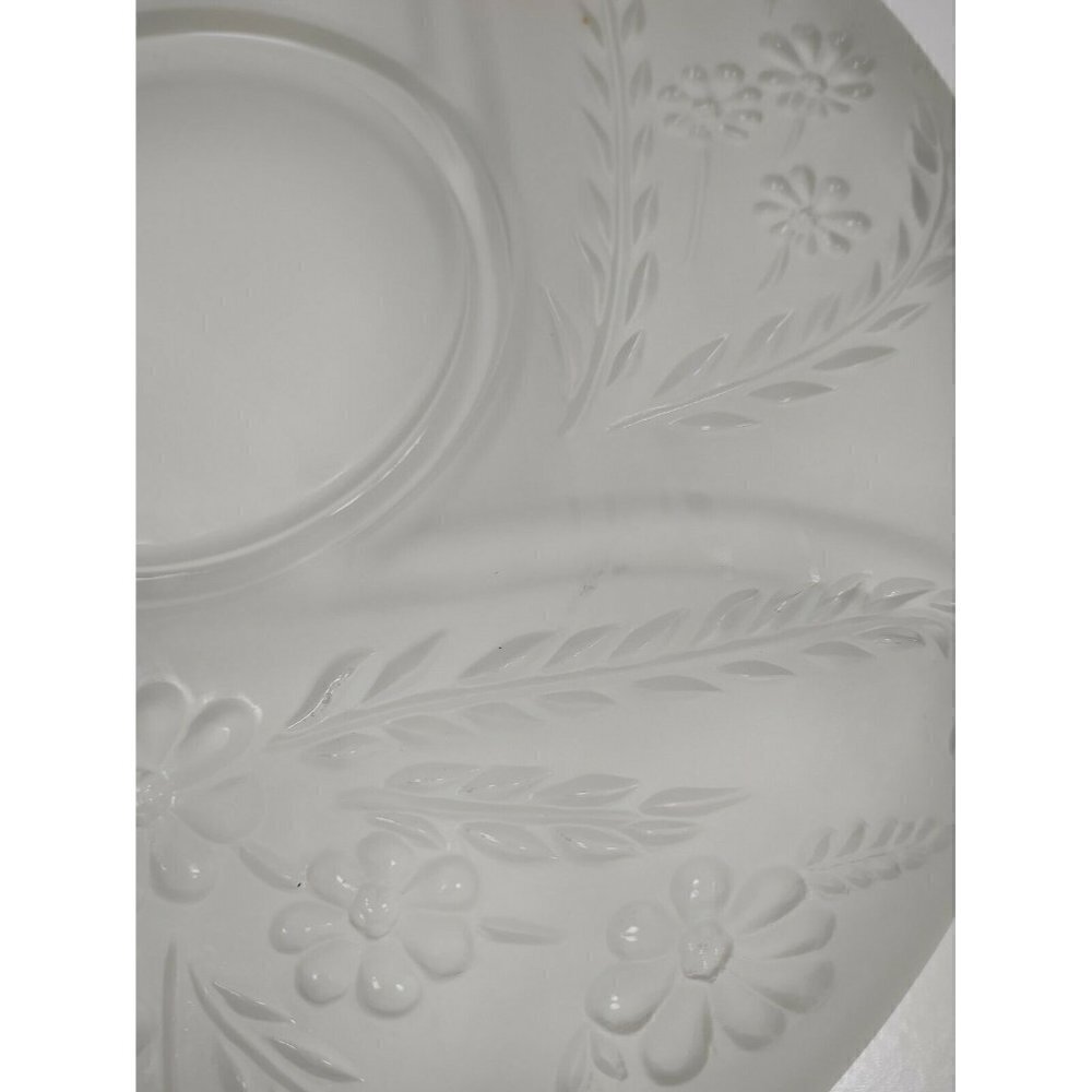 Vintage Large Frosted Glass Carved Flowers & Leaves 4 Slots Tray Serving Platter - Picture 9 of 9
